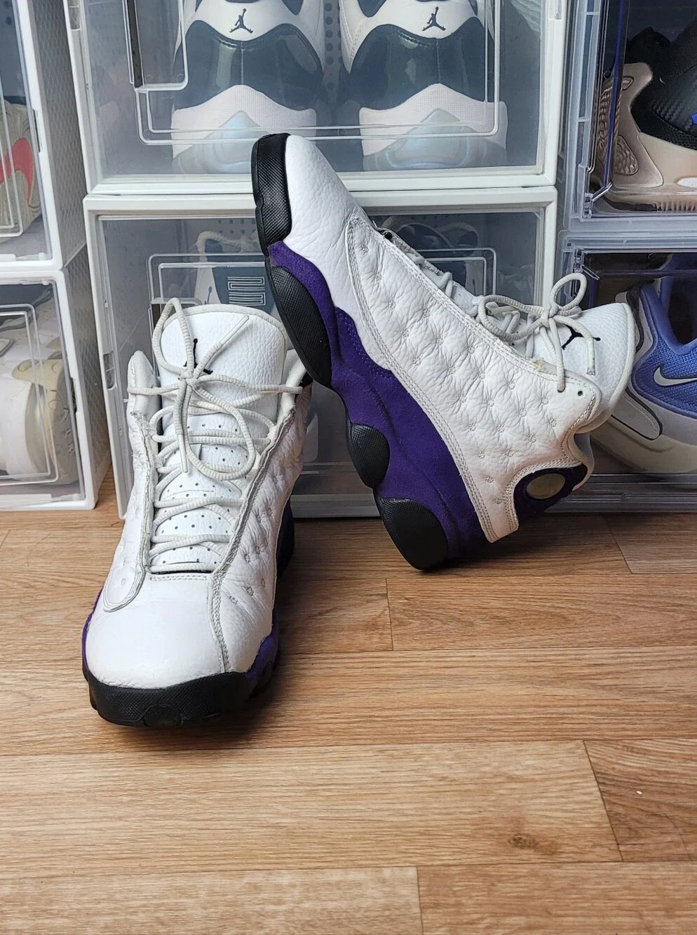 Jordan 13 Retro Mid Lakers Size 7y GS 884129-105 White Purple Youth Sneakers OG